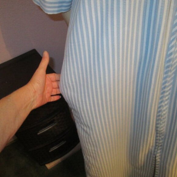 Seersucker EMBROIDERED Size S House DRESS Pockets ZIP Collections Etc PATIO Maxi - Picture 4 of 10